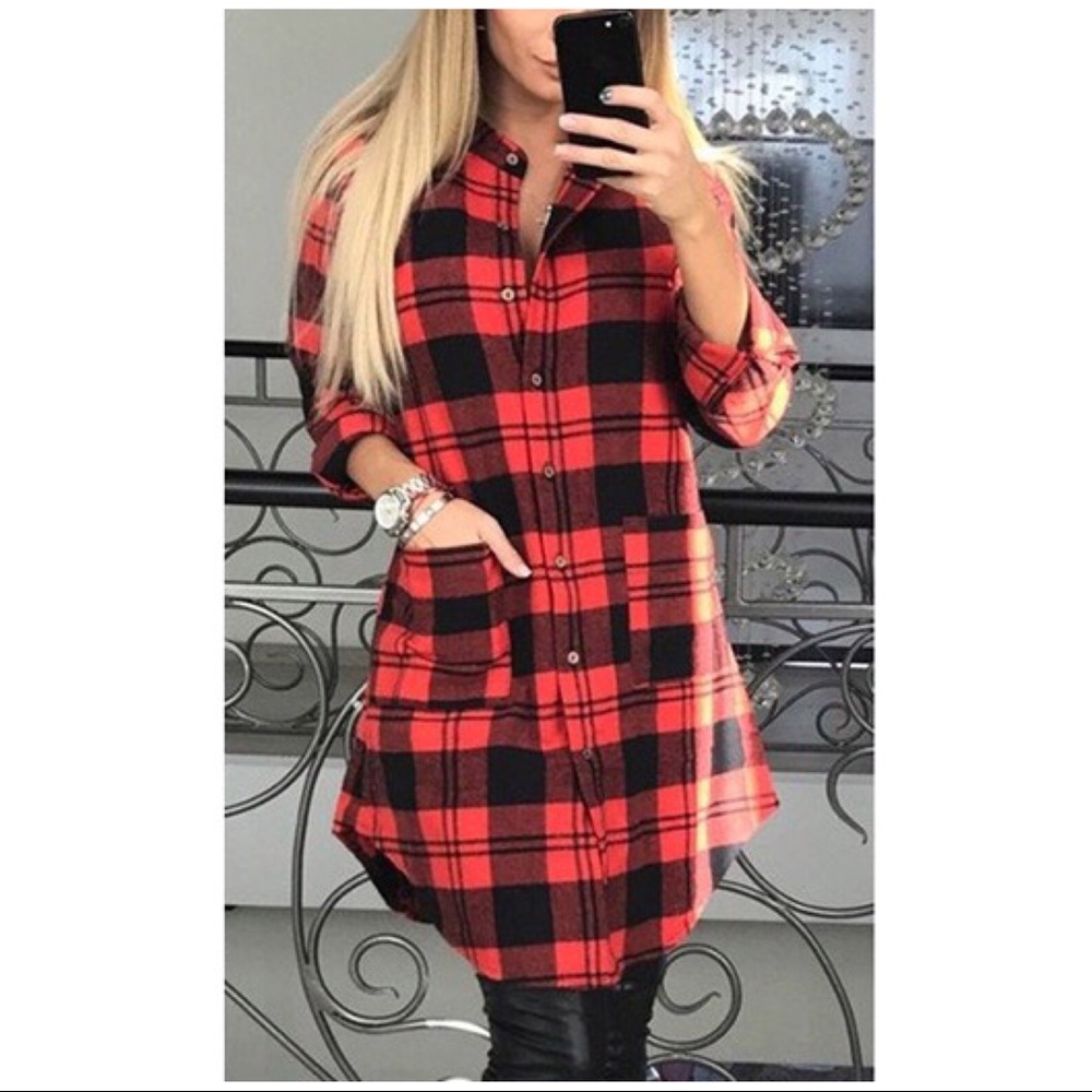 Seeing Plaid Flannel Shirt Dress